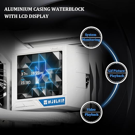 Thermalright Mjolnir Vision 360 UB PRO ARGB White Aio CPU Liquid Cooler,IPS Screen with 640x480 Resolution,3-in-1 Exhaust Fan,for AM5/Intel LGA1851/1700, 3.5in Magnet-Absorbent LCD Screen