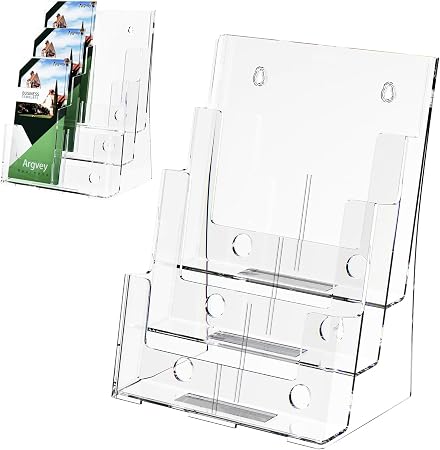 Argvey 3-Tier Brochure Holder 8.5 x 11, Desktop Literature & File Organizer