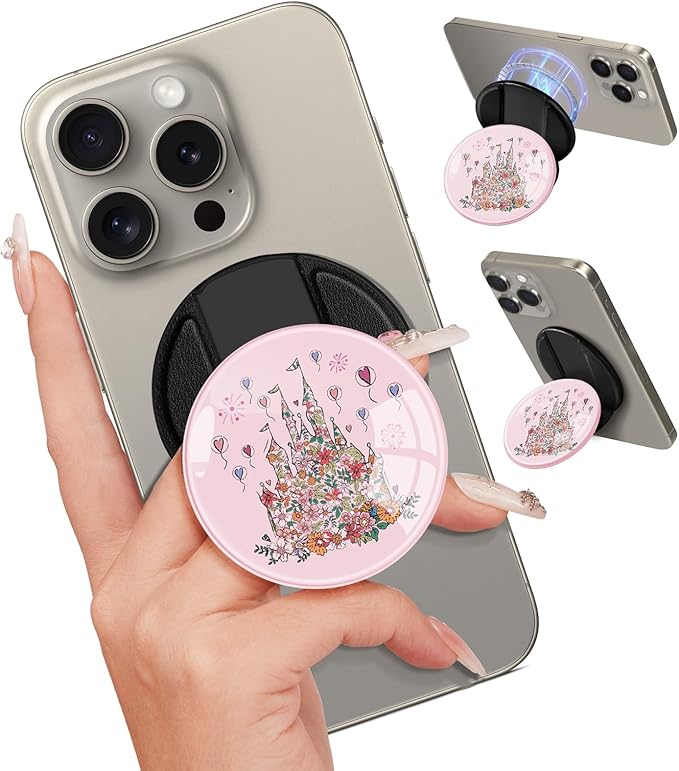 Kidcube Magnetic Phone Grip Compatible with Magsafe - Cell Phone Grip Stand Ring Holder Magnet Kickstand Removable Accessories for iPhone 16 Pro Max/16/15/14/13/12 Series Cute Kawaii Girly Cartoon
