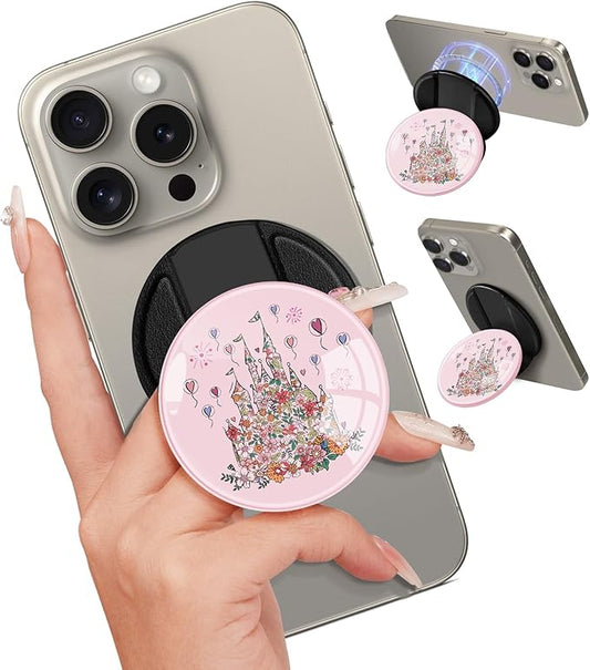 Kidcube Magnetic Phone Grip Compatible with Magsafe - Cell Phone Grip Stand Ring Holder Magnet Kickstand Removable Accessories for iPhone 16 Pro Max/16/15/14/13/12 Series Cute Kawaii Girly Cartoon