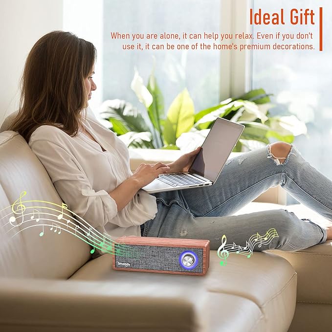 Smalody Wood Retro Bluetooth Speaker, Portable Mini Wireless Bluetooth Speakers, Vintage Wooden Speaker for Room Decoration, Perfect for Cafes, Restaurants, Vintage Coth Stores, Bedroom etc