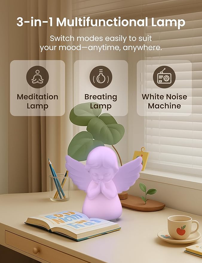ZonLi Guided Breathing Light - Meditation Accessory for Mindfulness, Anxiety Relief in Calm Down Corner, White Noises for Stress Relief, Relaxation & Peaceful Sleep, Self-Care Gizmo for Adults & Kids