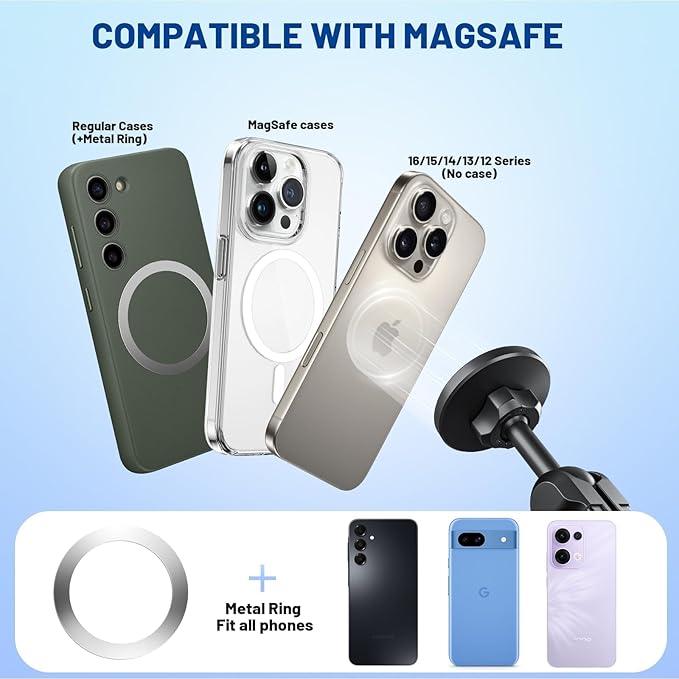 Magnetic Dash Phone Holder for F150, No Punching Required Phone Mount Compatible with 2015-2020 F150 2017-2022 F250 F350, Full Metal Cellphone Mounting Bracket for Most CellPhones