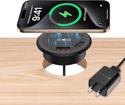 Desk Wireless Charger, 15W Fast Wireless Charging Station Pad Compatible with iPhone 14/14 Pro/14 Pro Max/13/13 Pro Max/13 Mini/12/12 Pro Max/11/11 Pro/11 Pro Max/Galaxy S22/S21/S20/Note 20