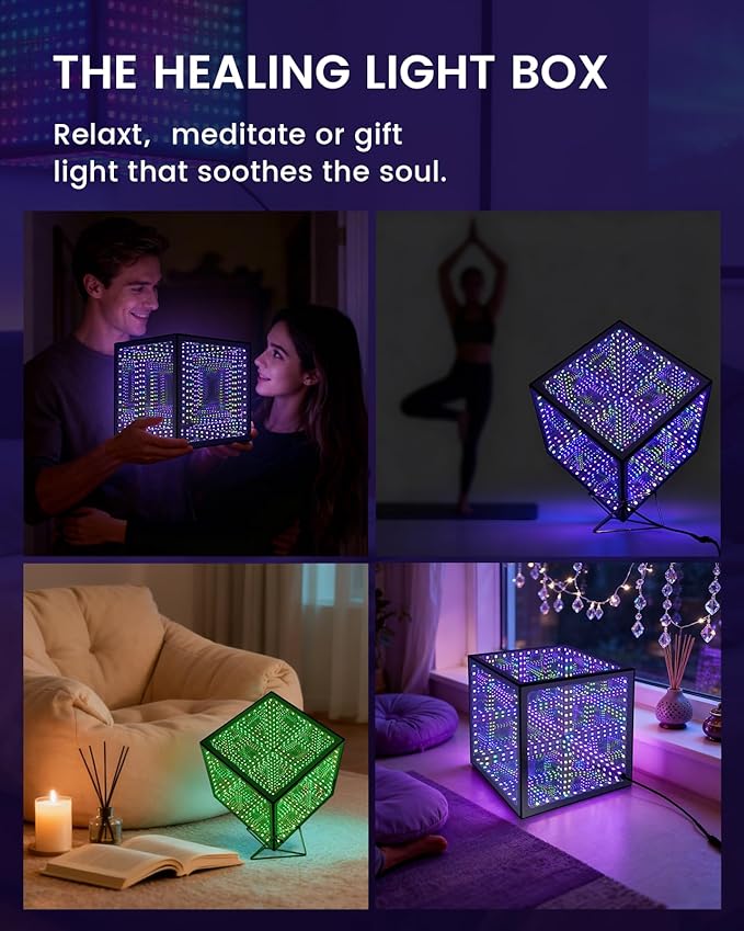 Infinity Hyper Cube LED Table Light, Color-Changing Music-Sync APP-Controlled Ambient Light for Gaming, Party, Home (6.5Inches)
