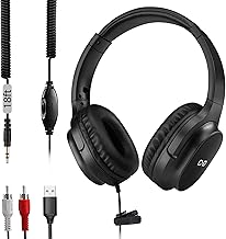 18Ft Long Cord Headphones for TV & PC with Spring Coiled Cable for Seniors - Image 1