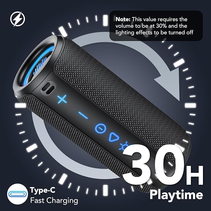 TIMU Portable Speaker Bluetooth 5.4, 25W Super Loud Wireless Speaker: Boost Bass 3.0, 30H Playtime, 8 RGB Modes, IPX7 Waterproof, TWS Pairing, for Outdoor/Home/Party, Gift Ideas