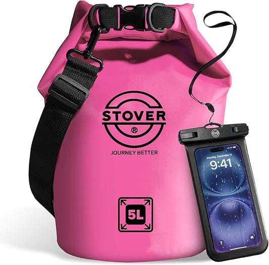 STOVER 5/10/25/30/40/55L Waterproof Dry Bag- Roll-Top Backpack w/Phone Case- Kayaking, Hiking, Camping, Boating- Men/Women