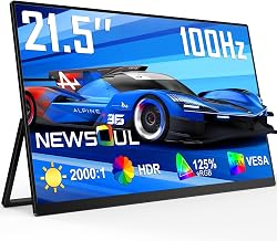 21.5'' Large Portable Monitor for Laptop 100Hz Ultra-Fast IPS Gaming Monitor, QLED 125%sRGB | 2000:1 Contrast | Built-in Stand, Speaker and VESA, USB-C HDMI Second Screen Efficient Work Gaming - Image 1