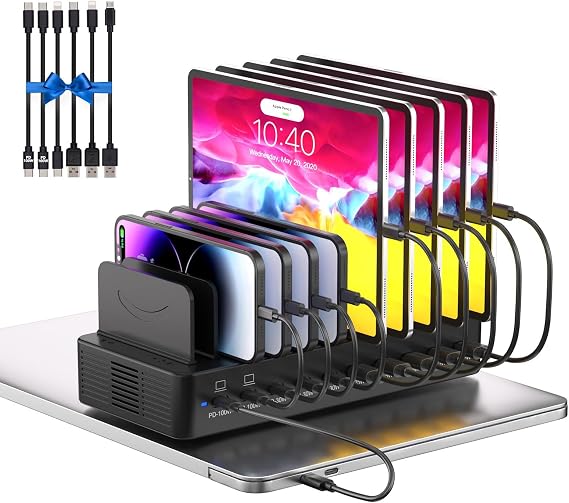 580W Charging Station for Multiple Devices, 10-Port USB C Charger Station