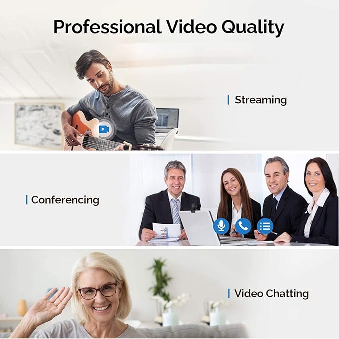 PC Webcam for Streaming HD 1080P, 960A USB Pro Computer Web Camera Video Cam for Mac Windows Laptop Conferencing Gaming Webcam with Ring Light & Microphone