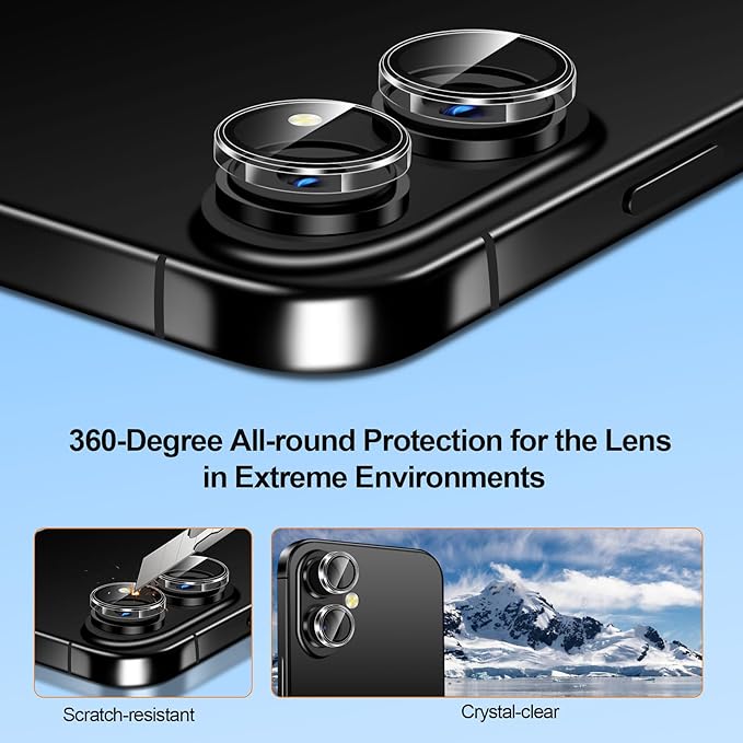QHOHQ [1-Second Auto-Install] 3 Pack Privacy Screen Protector for iPhone 17 + 1 Set Camera Lens Protector, 25° Anti Spy Tempered Glass, [12FT Military Grade Shatterproof], Case Friendly