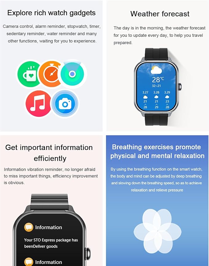 Denash Smart Watch with Earbuds, 2.01" HD Screen 2 in 1 Smartwatch with Bluetooth Earbuds, 100+ Sport Fitness Tracker, NFC, Pedometer, Sleep/Heart Rate/Monitor Compatible with iOS & Androd