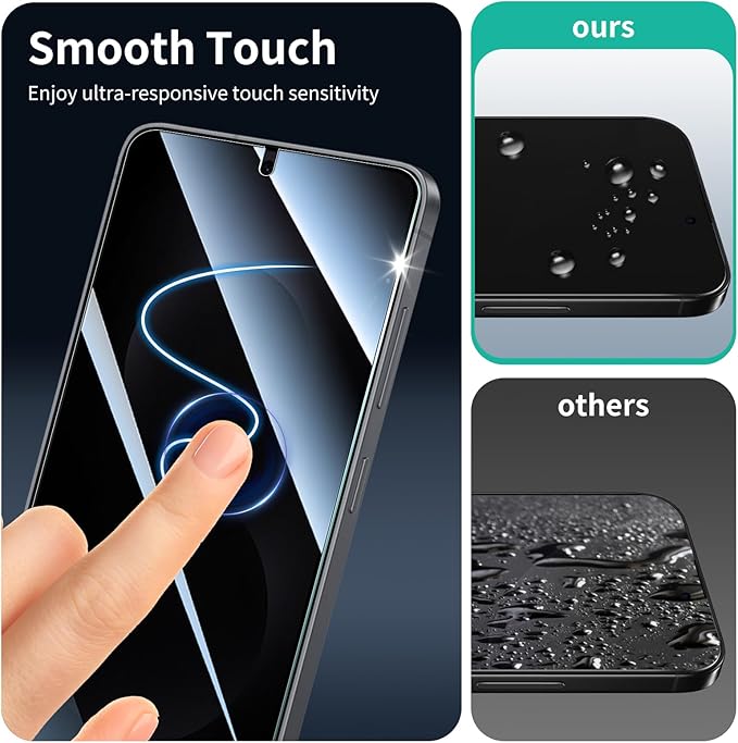 3*Privacy Screen Protector and 3*Camera Lens Protector for Samsung Galaxy S25 Edge with a Installation Alignment Aid, Anti-Spy Tempered Glass Film, Private Black Protection, [Anti-Scratch][9H Hardness]