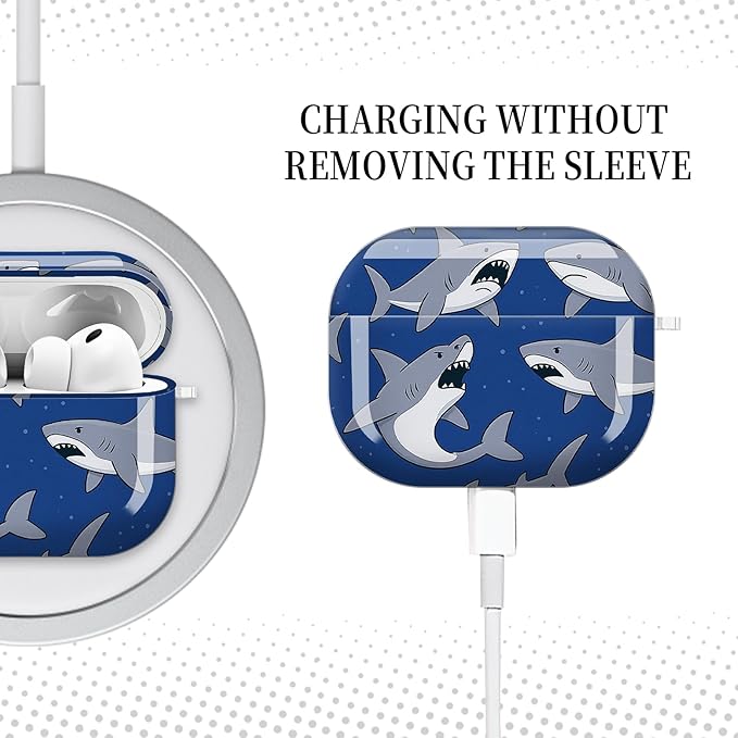 for AirPods Pro 3 Case, Compatible with AirPods Pro 3rd Generation Case (2025), Shockproof Protective Cover with Golden Carabine (Luxury Ocean Shark Blue)