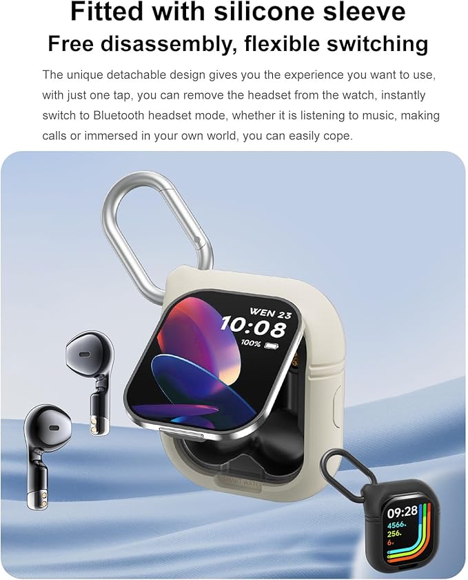 Denash Smart Watch with Earbuds, 2.01" HD Screen 2 in 1 Smartwatch with Bluetooth Earbuds, 100+ Sport Fitness Tracker, NFC, Pedometer, Sleep/Heart Rate/Monitor Compatible with iOS & Androd