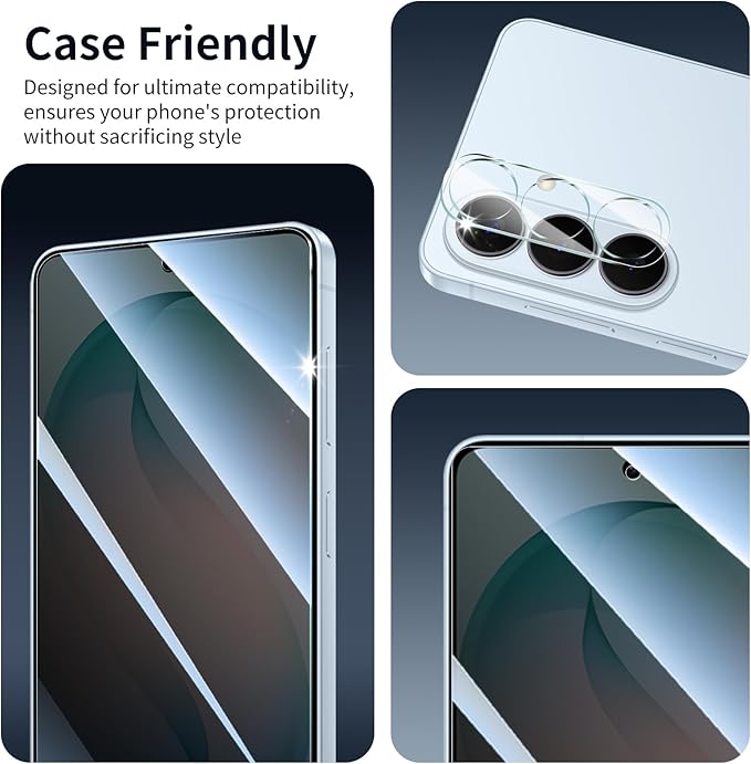 3+3-Pack, Privacy Screen Protector and Camera Lens Protector for Samsung Galaxy S26, Anti-Spy Tempered Glass Film, Dark Private Black Protection, 9H Hardness, Anti-Scratch, Bubble Free
