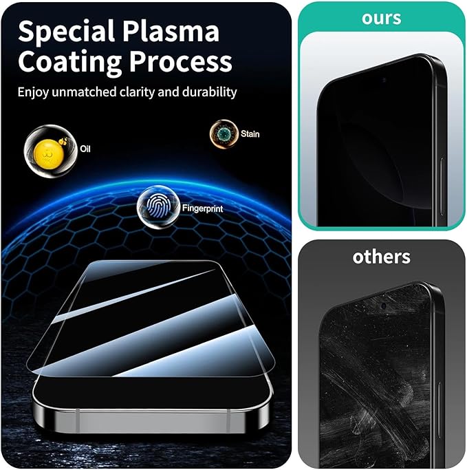 Privacy Screen & Camera Lens Protector for Samsung Galaxy S21 FE, Anti-Spy Tempered Glass, Dark Private Black Protection, 9H Hardness Anti-Scratch Double Shatterproof Case-Friendly, 3-Pack Each