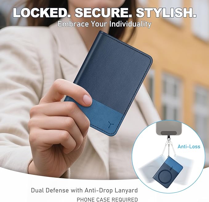 TUCCH for Magsafe Phone Wallet, RFID Blocking [6 Card Slots] [Clear ID Window] PU Leather Folio Women Men Magnetic Card Wallet for iPhone 17 16 15 14 13 12/Pro/Pro Max/Plus/Air, Blue & Light Blue