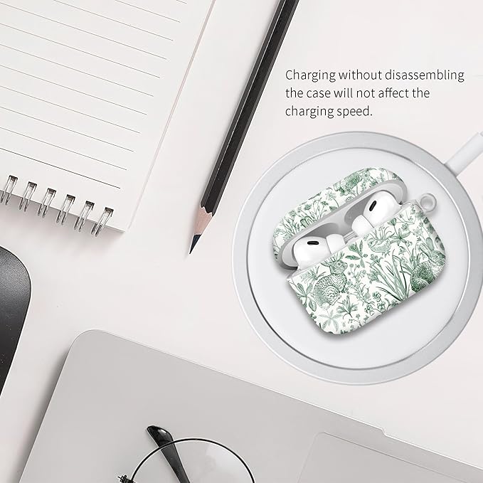 Compatible with Airpod pro 2nd/1st Generation Case Cover with Gold Round Keychain Cute Pattern Hard & Anti Slip Cover for Men Women & Girls（Funny Bunny）