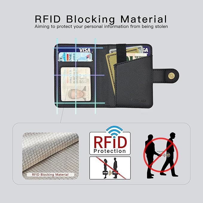 for MagSafe Phone Wallet Magnetic Card Holder for iPhone 17/16/15/14/13/12/Pro/Max/Plus,RFID Blocking Strong Magnet Wallets for MagSafe Phones and Cases,Hold 5 Cards,Strap Stand Leather Black