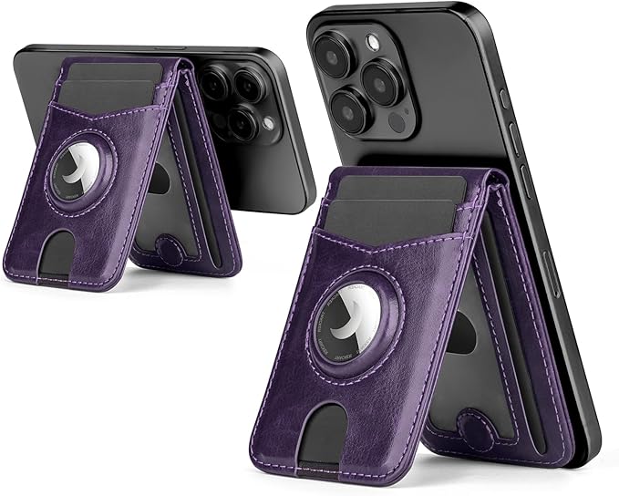 Compatible with Magsafe Case with RFID Blocking Card Holder AirTag pocket for iPhone 17/16/15/14/13/12 Pro/Pro Max/PlusSeries,Not Fit iPhone Mini,Purple