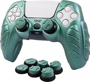 Ergonomic Soft Grip Skin for PS5 Controller, Anti-Slip Silicone Chameleon Controller Cover for PlayStation 5 with 6 Thumb Grips Accessories Set (Chroma Teal)