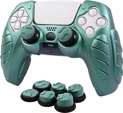Ergonomic Soft Grip Skin for PS5 Controller, Anti-Slip Silicone Chameleon Controller Cover for PlayStation 5 with 6 Thumb Grips Accessories Set (Chroma Teal)