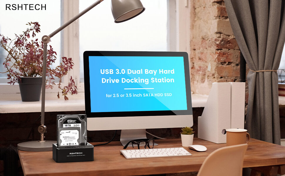 RSHTECH Hard Drive Docking Station,Aluminum Dual Bay USB 3.0 SATA HDD Dock
