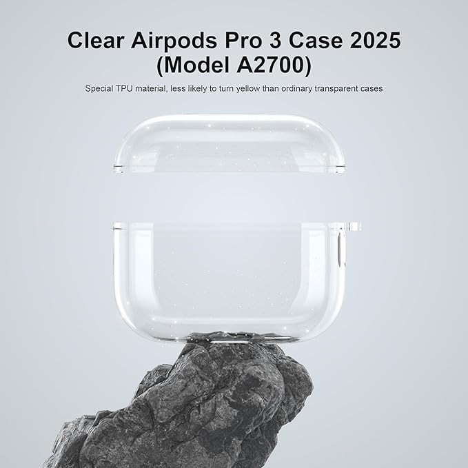 Valkit for Airpods Pro 3 Case Clear with Cleaner Kit | Soft TPU Airpods Pro 3 Generation Case | Protective Cover Shockproof | iPods Pro 3 Cases | for Air pods Pro Gen 3 2025(Clear Glitter)