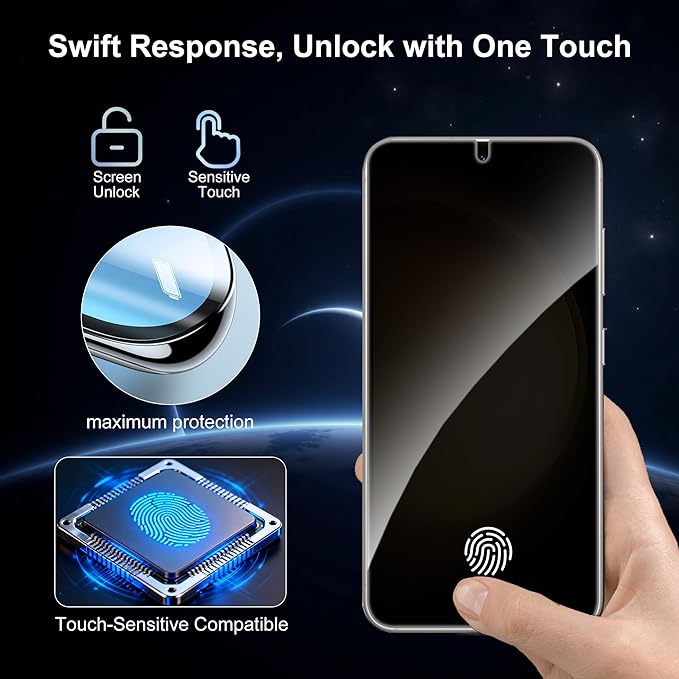 2 Pack for Samsung Galaxy S23 Plus / S23+ Privacy Screen Protector, 2 Pack Camera Protector, Fingerprint Compatible, Anti Spy, 9H Hardness Glass for Galaxy S23 Plus / S23+ 5G