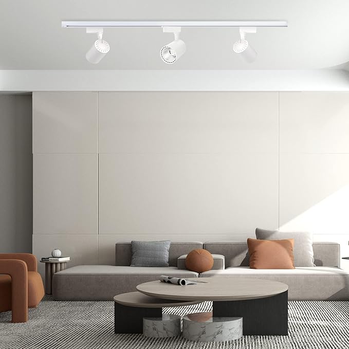 J&L Type Dimmable LED Track Lighting Kit 3000K Warm White 12-Light 25W 2700lm Track Lighting System with 13 FT Rail, Kitchen Focus Art Bright Ceiling Spotlight Fixture, No Flicker