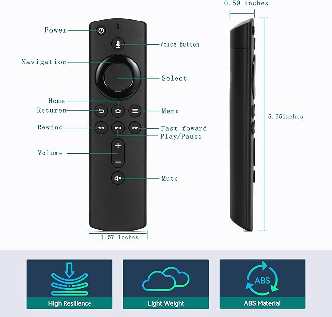 Voice Remote Control Replacement for AMZ-FireStick 3rd Gen+ Luminous Cover Case, Fit for TV Stick/ 4K Max, 2nd Gen, Lite, Cube(1st Gen & 2nd Gen) (L5B83H ONLY Without COVERCASE)