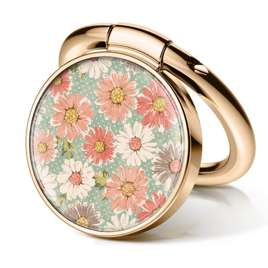 Cell Phone Ring Holder, Cute Metal Phone Grip Stand Finger Ring Kickstand, Flexible 360°Rotation Phone Tablet Case Accessories Compatible with Most Phones Retro Flowers