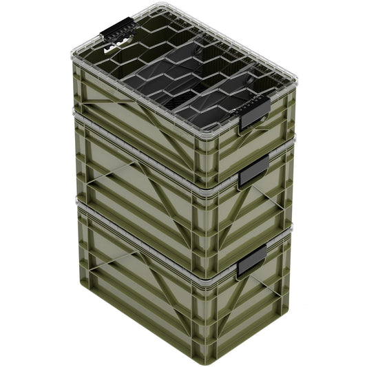 SIDIO Pro Pack, HD Stackable Storage Bins with Lids & Dividers, Green
