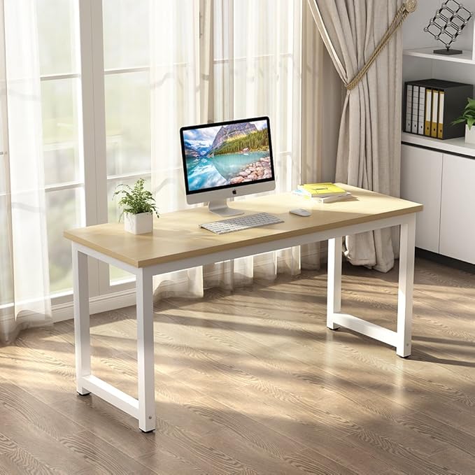 Tribesigns Computer Desk, 63 inch Large Office Desk Computer Table Study Writing Desk Workstation for Home Office, Walnut