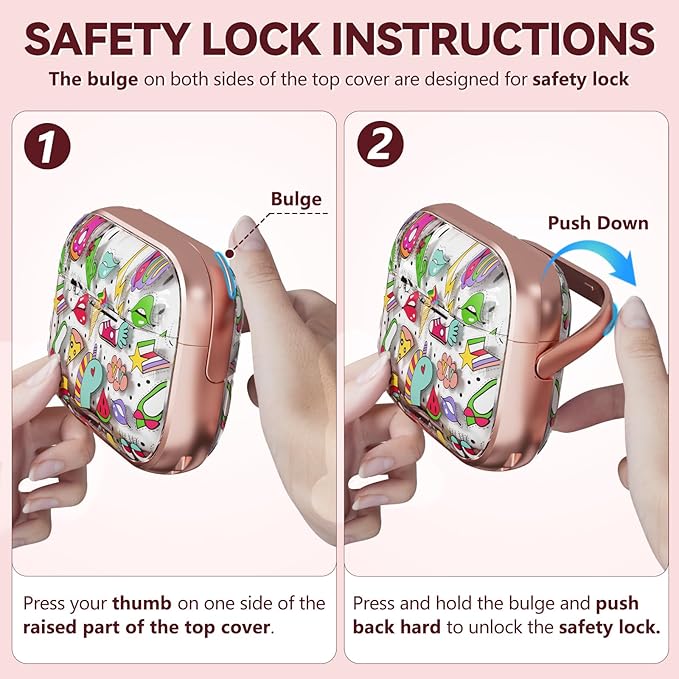 Inesore for AirPods Pro 3 Case 2025 with Lock, for Women Girly Floral Clear Case Compatible with Apple Airpods Pro 3rd Generation Cover, with Phone Stand,Keychain & Cleaner Kit-Unicorn Graffiti