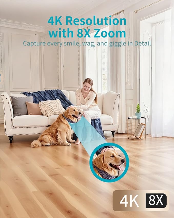 VIMTAG 4K Security Camera Indoor, 5G Pet Camera with Phone App for Dog/Cat, 360° Pan/Tilt Cameras for Home/Nanny/Baby/Room, Night Vision, Motion Tracking, Dual-Band WiFi, 2-Way Audio, Cloud & SD Card