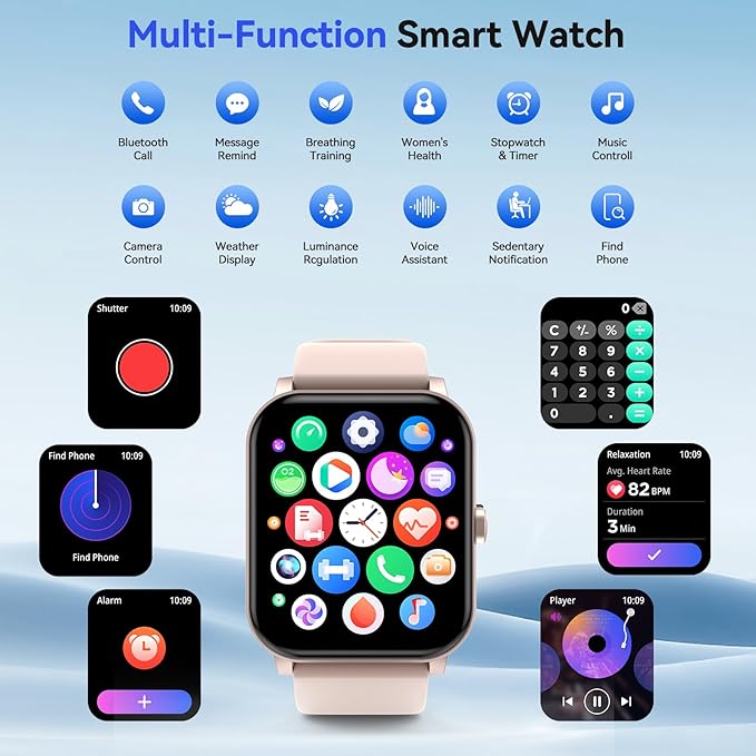 Smart Watch(Answer/Make Call), 1.85'' HD Smartwatch for Men Women, 2025 Fitness Tracker with 100+ Sport Modes, Heart/Sleep Monitor/Pedometer IP68 Waterproof Fitness Watch for Android iOS Rose Gold