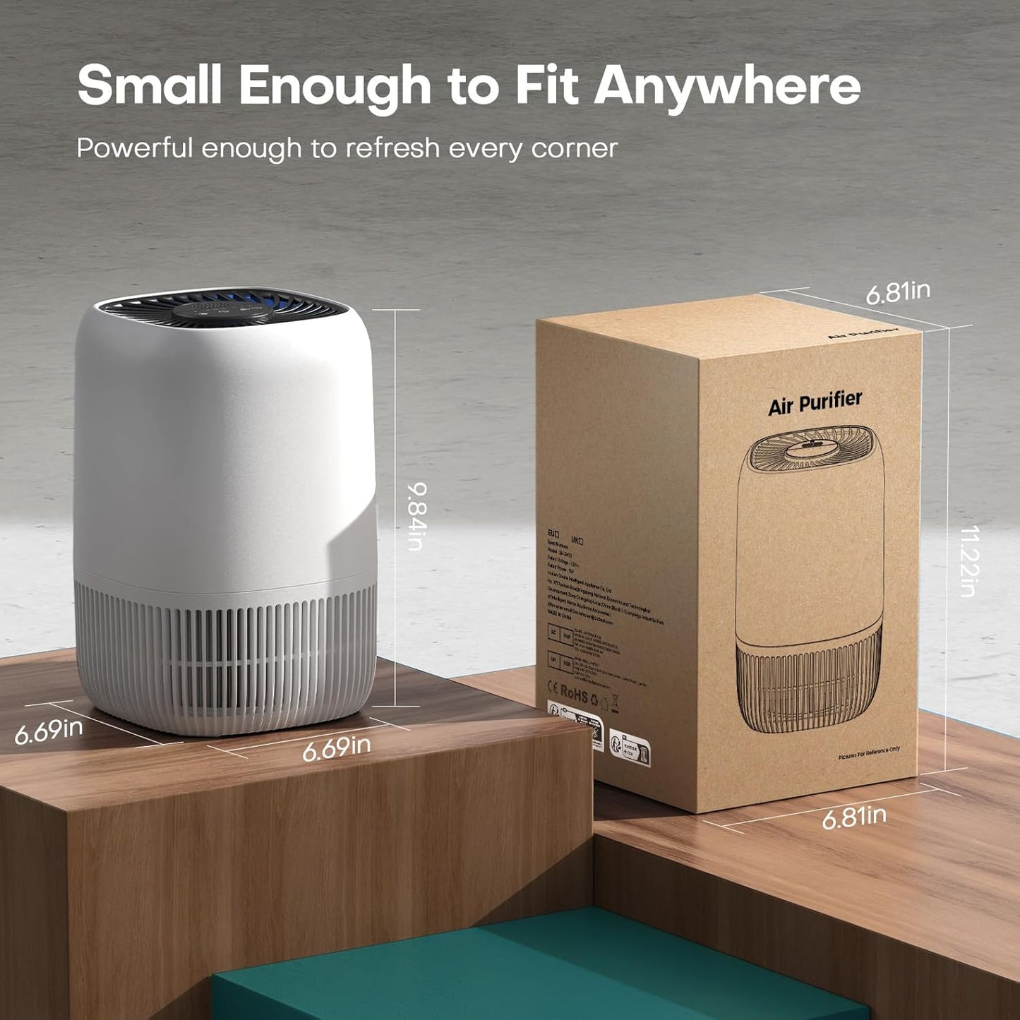 Air Purifier for Home – H13 True HEPA, 1076 ft², 360° Intake, 3 Speeds, Timer, Aroma, Quiet