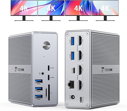 TobenONE 18-in-1 DisplayLink Docking Station 4 Monitor with 4 HDMI - Image 6