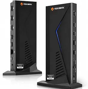 J-Tech Digital 14 in 1 Docking Station up to 4K 60Hz, 3X HDMI, 6X USB, Ethernet, SD/TF, 100W PD, Audio/Mic - Compatible with macOS/Windows, Supports SST/MST (Driver Required)