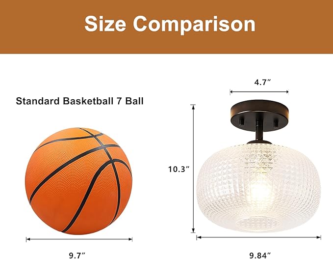 Modern Black Flush Mount Ceiling Light Fixtures,Hammered Globe Ceiling Lighting Adjustable Hanging with Seeded Glass Lampshade for Entryway Bedroom Kitchen Hallway Laundry Room,E26 Lamp,9.84 In