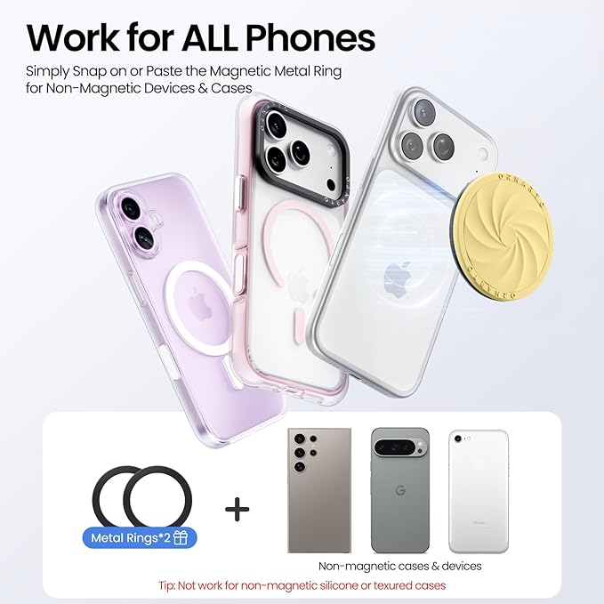 ORNARTO Vortuxe for MagSafe Phone Grip with Kickstand, Soft Liquid Silicone Finger Loop Grip, Phone Ring Holder for Back of Phone, Premium Build & Comfy Touch, Buttercream Yellow