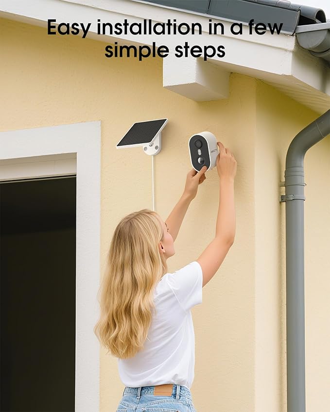 Security Camera Wireless Outdoor, 4MP Recharge Battery Powered WiFi Camera with Solar Panel, Motion Detection, Color Night Vision, 2-Way-Audio, 2.4G/5G Dual Band WiFi (2 Pack)