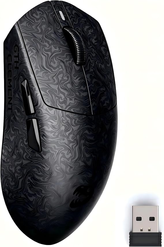 ZORNHER X Mloong MX301 PRO Lightweight Gaming Mouse,Up to 26000 DPI, Wireless,Carbon Fiber Texture Finish,PAW 3315,60g,500mAh Battery,Small Mouse with Anti-Slip Grip,Wired/BT/2.4GHz for PC,FPS