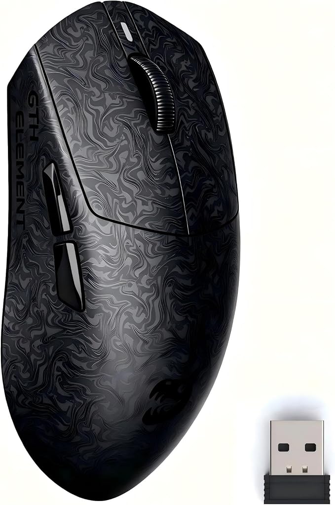ZORNHER X Mloong MX301 PRO Lightweight Gaming Mouse,Up to 26000 DPI, Wireless,Carbon Fiber Texture Finish,PAW 3315,60g,500mAh Battery,Small Mouse with Anti-Slip Grip,Wired/BT/2.4GHz for PC,FPS