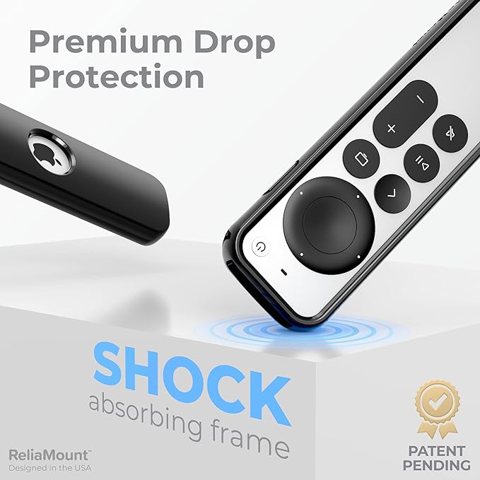 Case for Apple TV Remotes – Premium Drop Protection and Comfortable to Hold – Designed in USA (Premium Black with Soft Microfiber Lining)