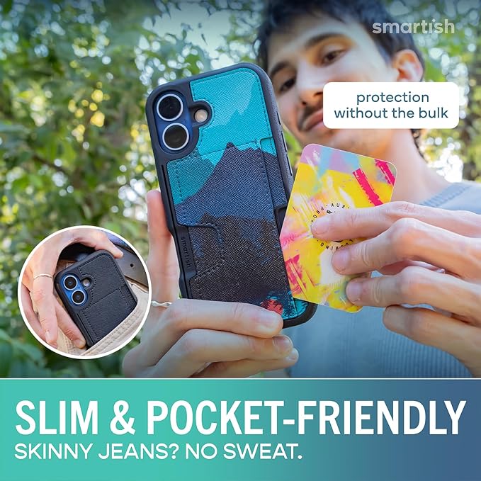 Smartish® iPhone 17 Wallet Case - Wallet Slayer Vol. 2 [Slim + Protective] Credit Card Holder w/Kickstand - Drop Tested Hidden Card Slot Cover for Apple iPhone 17 - Moving Mountains