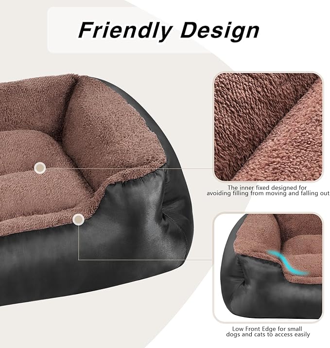 Dog Bed for Small Dogs - Washable Dog beds with Sides, Comfortable and Breathable Pet Couch Bed with Non-Slip Bottom, Black